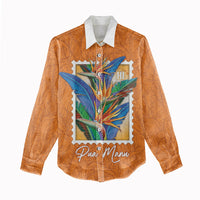 Aloha Hawaii Pua Manu Women Casual Shirt Hawaiian Bird of Paradise Flowers Stylized Stamp LT14 - Polynesian Pride
