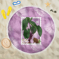 Aloha Hawaii Kalo Beach Blanket Hawaiian Taro Leaves Stylized Stamp LT14 One Size 150cm Purple - Polynesian Pride