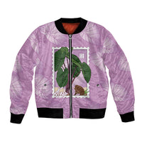 Aloha Hawaii Kalo Bomber Jacket Hawaiian Taro Leaves Stylized Stamp LT14 Unisex Purple - Polynesian Pride