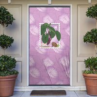 Aloha Hawaii Kalo Door Cover Hawaiian Taro Leaves Stylized Stamp LT14 Purple - Polynesian Pride