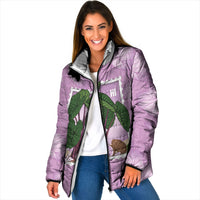 Aloha Hawaii Kalo Padded Jacket Hawaiian Taro Leaves Stylized Stamp LT14 Women Purple - Polynesian Pride