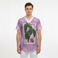 Aloha Hawaii Kalo Scrub Top Hawaiian Taro Leaves Stylized Stamp LT14 - Polynesian Pride