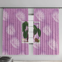Aloha Hawaii Kalo Window Curtain Hawaiian Taro Leaves Stylized Stamp LT14 With Hooks Purple - Polynesian Pride