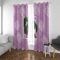 Aloha Hawaii Kalo Window Curtain Hawaiian Taro Leaves Stylized Stamp LT14 With Grommets Purple - Polynesian Pride
