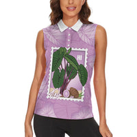 Aloha Hawaii Kalo Women Sleeveless Polo Shirt Hawaiian Taro Leaves Stylized Stamp LT14 - Polynesian Pride