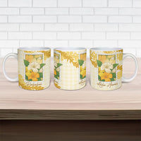 Aloha Hawaii Puakenikeni Ceramic Mug Hawaiian Lei Palaka Motifs Stylized Stamp LT14 - Polynesian Pride