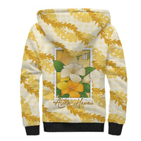 Aloha Hawaii Puakenikeni Sherpa Hoodie Hawaiian Lei Palaka Motifs Stylized Stamp LT14 - Polynesian Pride