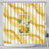 Aloha Hawaii Puakenikeni Shower Curtain Hawaiian Lei Palaka Motifs Stylized Stamp LT14 - Polynesian Pride