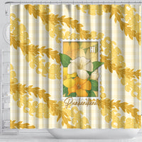 Aloha Hawaii Puakenikeni Shower Curtain Hawaiian Lei Palaka Motifs Stylized Stamp LT14 - Polynesian Pride