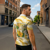 Aloha Hawaii Puakenikeni Zipper Polo Shirt Hawaiian Lei Palaka Motifs Stylized Stamp LT14 - Polynesian Pride