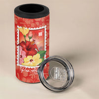 Aloha Hawaii Pua Aloalo 4 in 1 Can Cooler Tumbler Hawaiian Hibiscus Flowers Stylized Stamp LT14 - Polynesian Pride