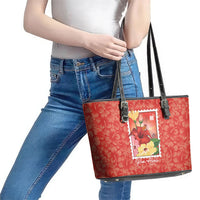 Aloha Hawaii Pua Aloalo Leather Tote Bag Hawaiian Hibiscus Flowers Stylized Stamp LT14 - Polynesian Pride