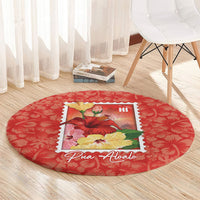 Aloha Hawaii Pua Aloalo Round Carpet Hawaiian Hibiscus Flowers Stylized Stamp LT14 - Polynesian Pride