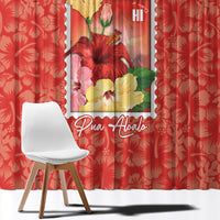 Aloha Hawaii Pua Aloalo Window Curtain Hawaiian Hibiscus Flowers Stylized Stamp LT14 - Polynesian Pride