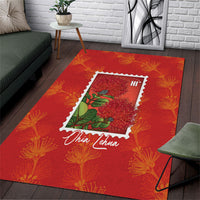 Aloha Hawaii Ohia Lehua Area Rug Hawaiian Lei Stylized Stamp LT14 Red - Polynesian Pride