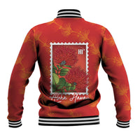 Aloha Hawaii Ohia Lehua Baseball Jacket Hawaiian Lei Stylized Stamp LT14 - Polynesian Pride