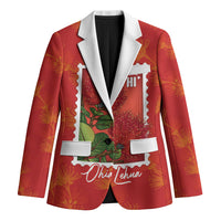 Aloha Hawaii Ohia Lehua Blazer Hawaiian Lei Stylized Stamp LT14 Unisex Red - Polynesian Pride