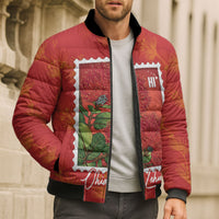 Aloha Hawaii Ohia Lehua Bomber Puffer Jacket Hawaiian Lei Stylized Stamp LT14 - Polynesian Pride
