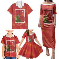 Aloha Hawaii Ohia Lehua Family Matching Puletasi and Hawaiian Shirt Hawaiian Lei Stylized Stamp LT14 - Polynesian Pride