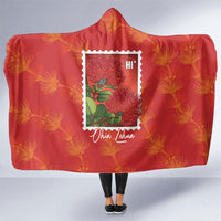 Aloha Hawaii Ohia Lehua Hooded Blanket Hawaiian Lei Stylized Stamp LT14 One Size Red - Polynesian Pride