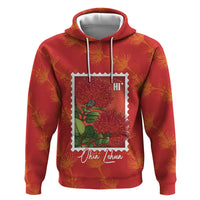 Aloha Hawaii Ohia Lehua Hoodie Hawaiian Lei Stylized Stamp LT14 Pullover Hoodie Red - Polynesian Pride