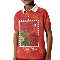 Aloha Hawaii Ohia Lehua Kid Polo Shirt Hawaiian Lei Stylized Stamp LT14 Kid Red - Polynesian Pride