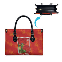 Aloha Hawaii Ohia Lehua Leather Bag Hawaiian Lei Stylized Stamp LT14 - Polynesian Pride