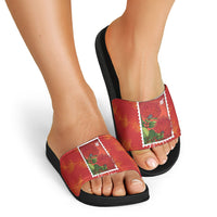 Aloha Hawaii Ohia Lehua Slide Sandals Hawaiian Lei Stylized Stamp LT14 - Polynesian Pride