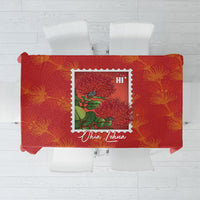 Aloha Hawaii Ohia Lehua Tablecloth Hawaiian Lei Stylized Stamp LT14 Red - Polynesian Pride