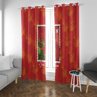 Aloha Hawaii Ohia Lehua Window Curtain Hawaiian Lei Stylized Stamp LT14 With Grommets Red - Polynesian Pride