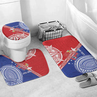 Tonga and Samoa Rugby Custom Bathroom Set Ikale Tahi Manu Samoa Together LT14 Mat Set Only (3 pcs) One Size Red - Polynesian Pride