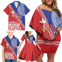 Tonga and Samoa Rugby Custom Family Matching Off Shoulder Short Dress and Hawaiian Shirt Ikale Tahi Manu Samoa Together - Polynesian Pride