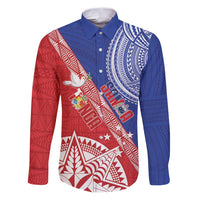 Tonga and Samoa Rugby Custom Family Matching Puletasi and Hawaiian Shirt Ikale Tahi Manu Samoa Together LT14 Dad's Shirt - Long Sleeve Red - Polynesian Pride