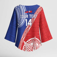 Tonga and Samoa Rugby Custom Kimono Sleeve Blouse Ikale Tahi Manu Samoa Together LT14 - Polynesian Pride