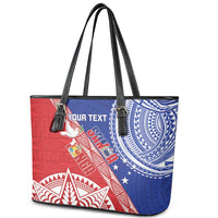 Tonga and Samoa Rugby Custom Leather Tote Bag Ikale Tahi Manu Samoa Together - Polynesian Pride