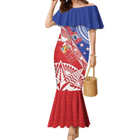Tonga and Samoa Rugby Custom Mermaid Dress Ikale Tahi Manu Samoa Together LT14 Women Red - Polynesian Pride