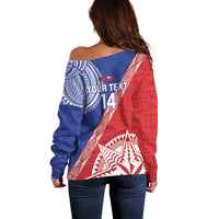 Tonga and Samoa Rugby Custom Off Shoulder Sweater Ikale Tahi Manu Samoa Together - Polynesian Pride