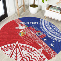 Tonga and Samoa Rugby Custom Round Carpet Ikale Tahi Manu Samoa Together - Polynesian Pride