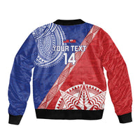 Tonga and Samoa Rugby Custom Sleeve Zip Bomber Jacket Ikale Tahi Manu Samoa Together - Polynesian Pride