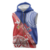 Tonga and Samoa Rugby Custom Sleeveless Zip Hoodie Ikale Tahi Manu Samoa Together LT14 Red - Polynesian Pride
