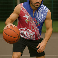 Tonga and Samoa Rugby Custom Sleeveless Zip Hoodie Ikale Tahi Manu Samoa Together - Polynesian Pride