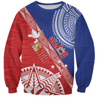 Tonga and Samoa Rugby Custom Sweatshirt Ikale Tahi Manu Samoa Together LT14 Unisex Red - Polynesian Pride