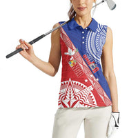 Tonga and Samoa Rugby Custom Women Sleeveless Polo Shirt Ikale Tahi Manu Samoa Together - Polynesian Pride