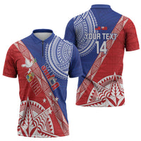 Tonga and Samoa Rugby Custom Zipper Polo Shirt Ikale Tahi Manu Samoa Together LT14 - Polynesian Pride