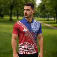 Tonga and Samoa Rugby Custom Zipper Polo Shirt Ikale Tahi Manu Samoa Together - Polynesian Pride