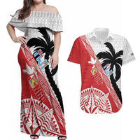 Fiji and Tonga Rugby Custom Couples Matching Off Shoulder Maxi Dress and Hawaiian Shirt Flying Fijians Ikale Tahi Together Pacific - Polynesian Pride