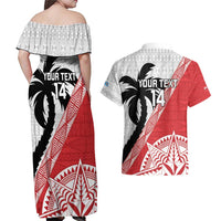 Fiji and Tonga Rugby Custom Couples Matching Off Shoulder Maxi Dress and Hawaiian Shirt Flying Fijians Ikale Tahi Together Pacific - Polynesian Pride