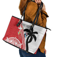 Fiji and Tonga Rugby Custom Leather Tote Bag Flying Fijians Ikale Tahi Together Pacific - Polynesian Pride