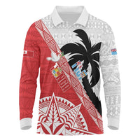 Fiji and Tonga Rugby Custom Long Sleeve Polo Shirt Flying Fijians Ikale Tahi Together Pacific - Polynesian Pride