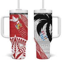 Fiji and Tonga Rugby Tumbler With Handle Flying Fijians Ikale Tahi Together Pacific - Polynesian Pride